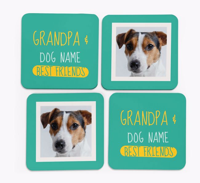 'Grandpa's Best Friend' with {breedFullName} Photo Coasters in Set of 4